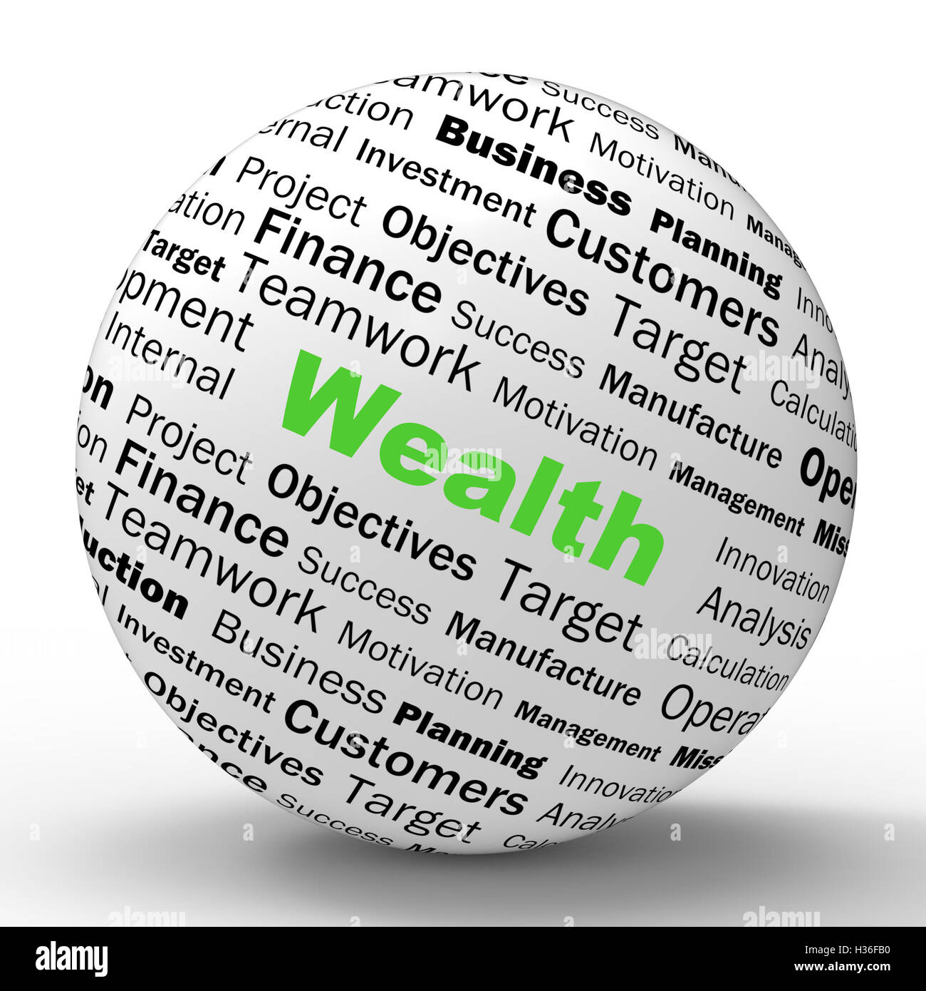Wealth Sphere Definition Shows Fortune Or Accounting Treasure Stock Photo