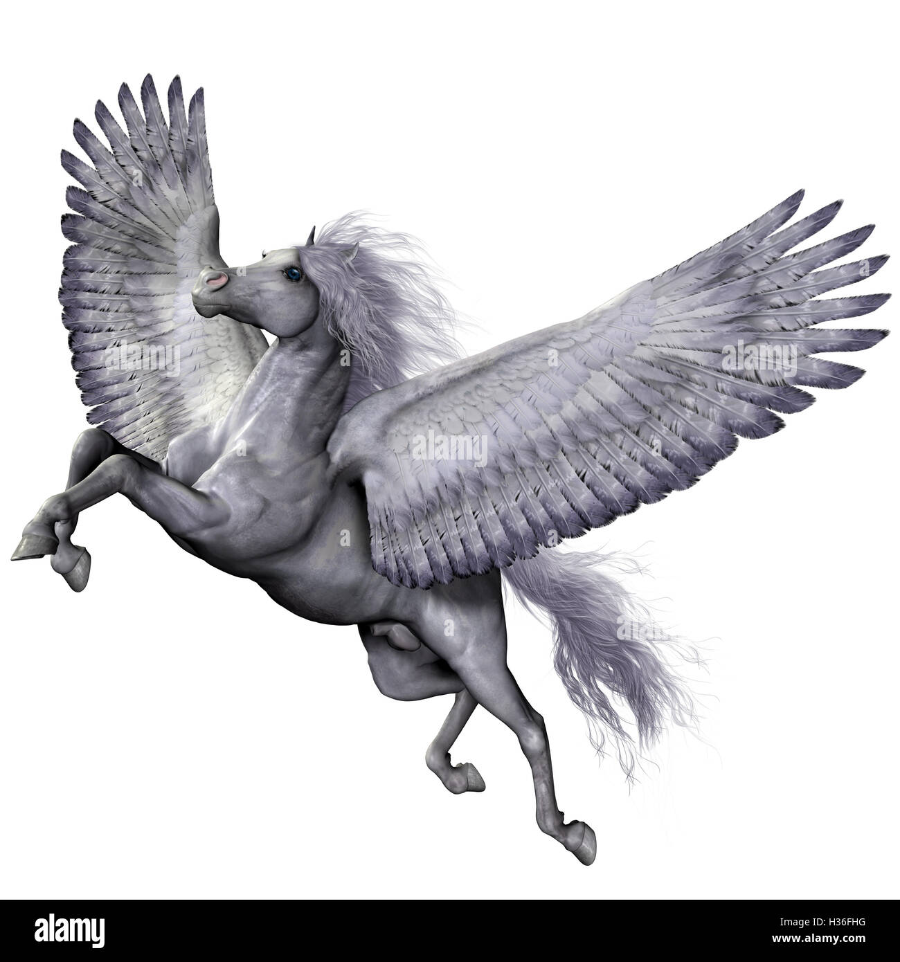 Silver Winged Pegasus Stock Photo - Alamy