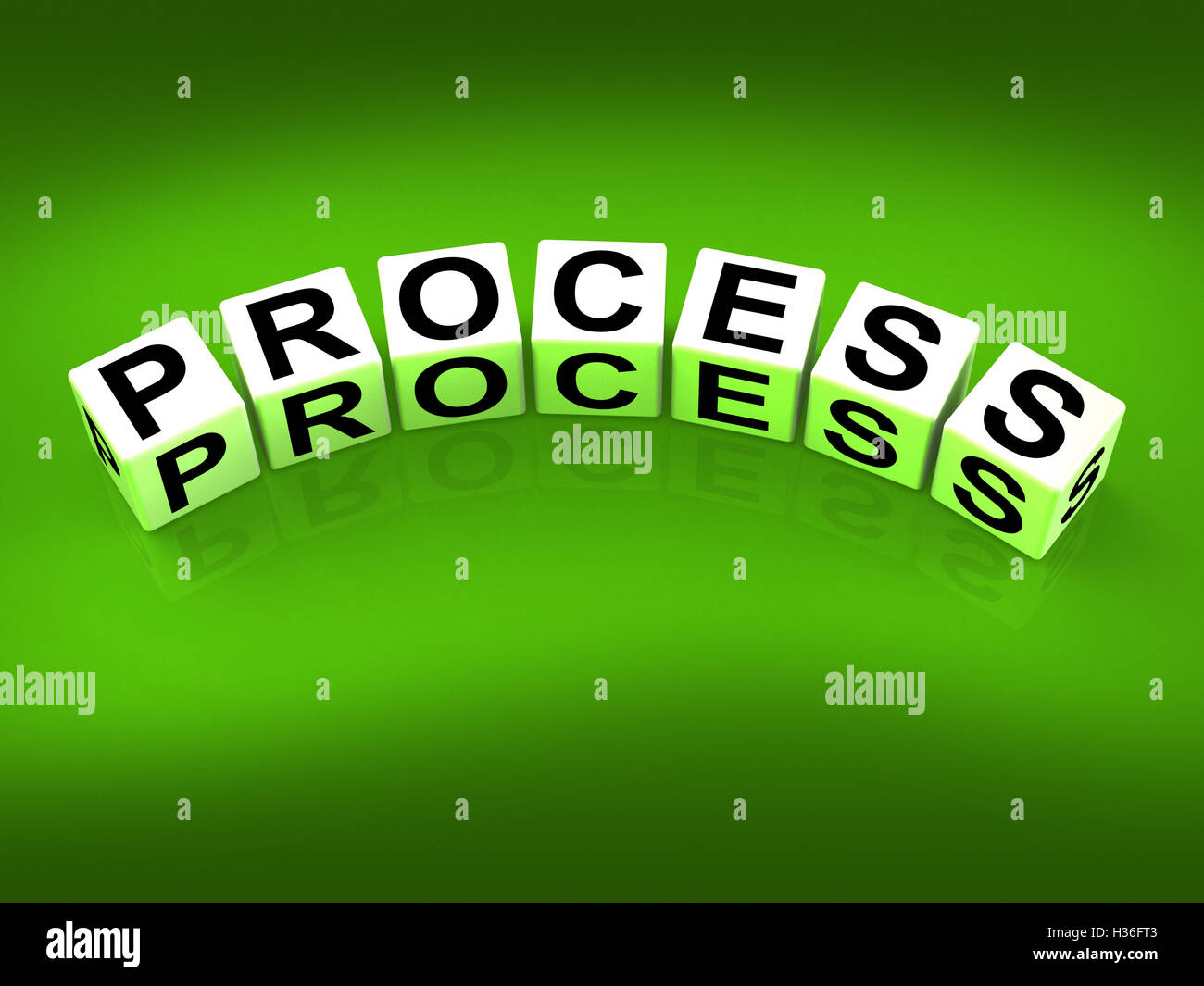 Process Blocks Represent Techniques Systems and Steps Stock Photo