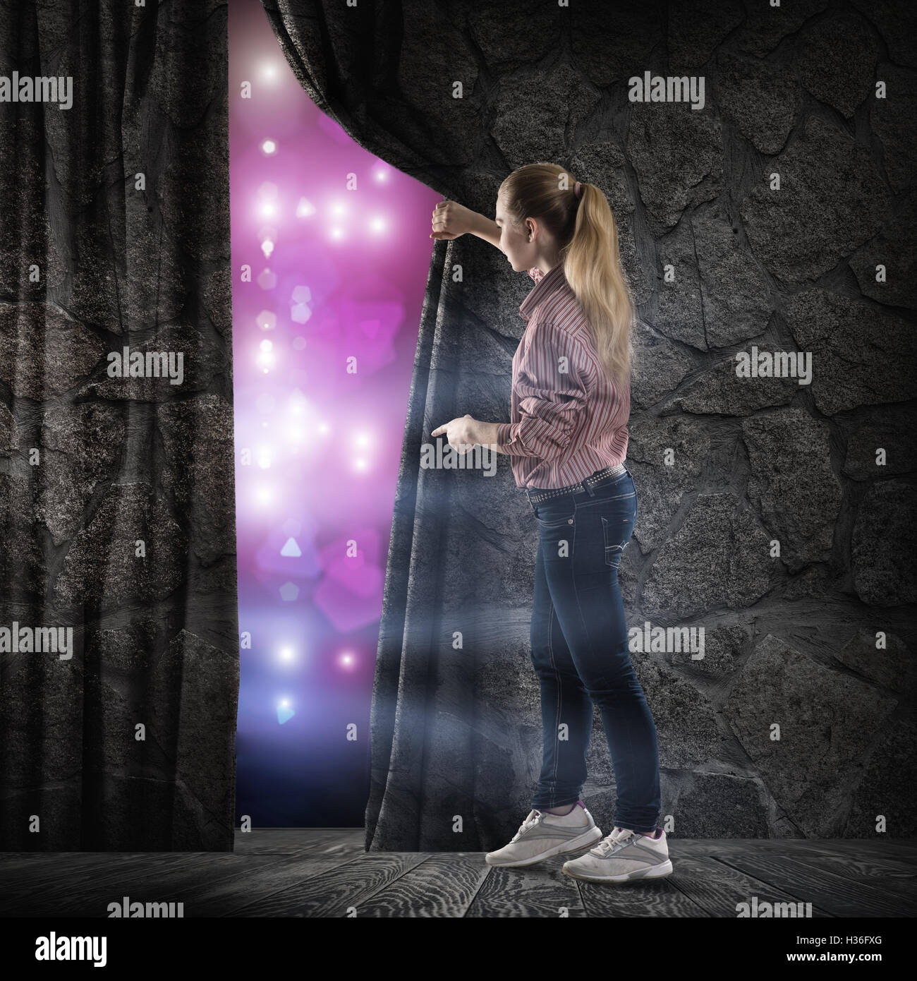 Young Woman Changes Reality Stock Photo Alamy