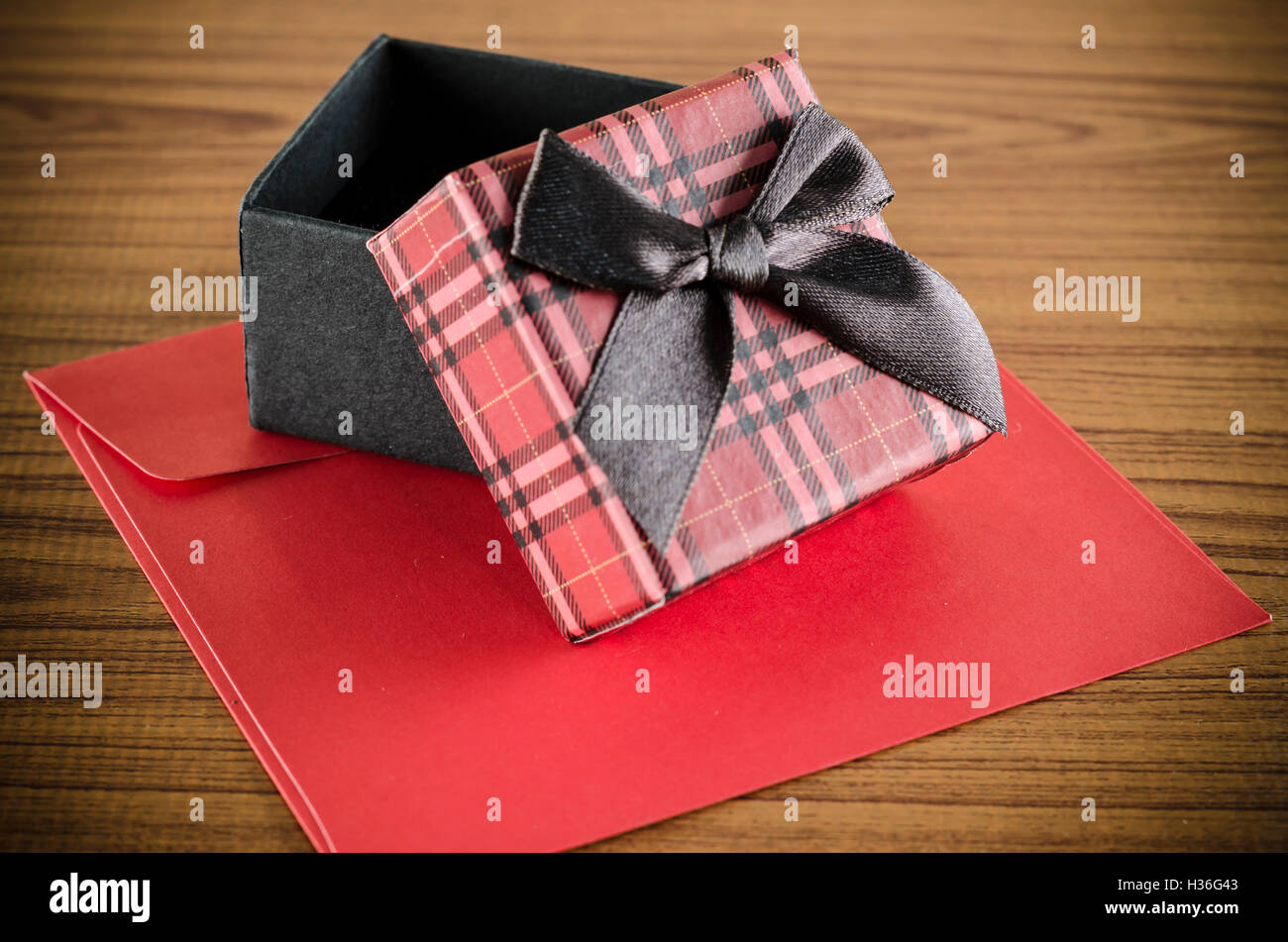 red gift box and envelope Stock Photo Alamy