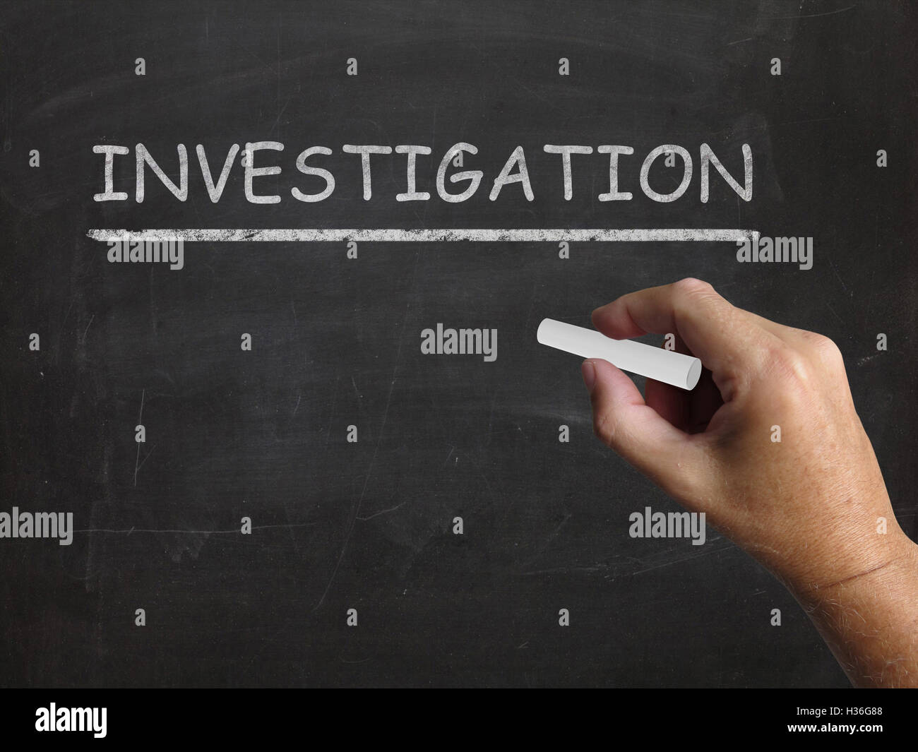 Investigation Blackboard Means Inspect Analyse And Find Out Stock Photo