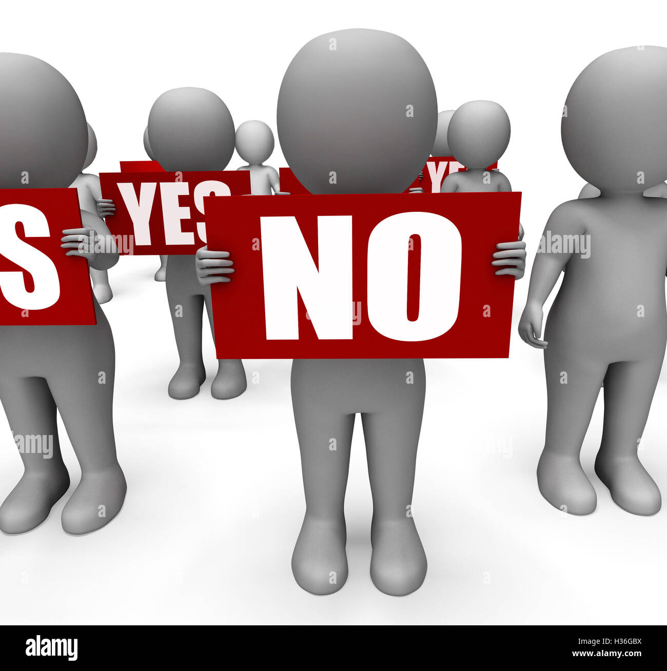 Characters Holding Yes No Signs Show Advice And Guidance Stock Photo