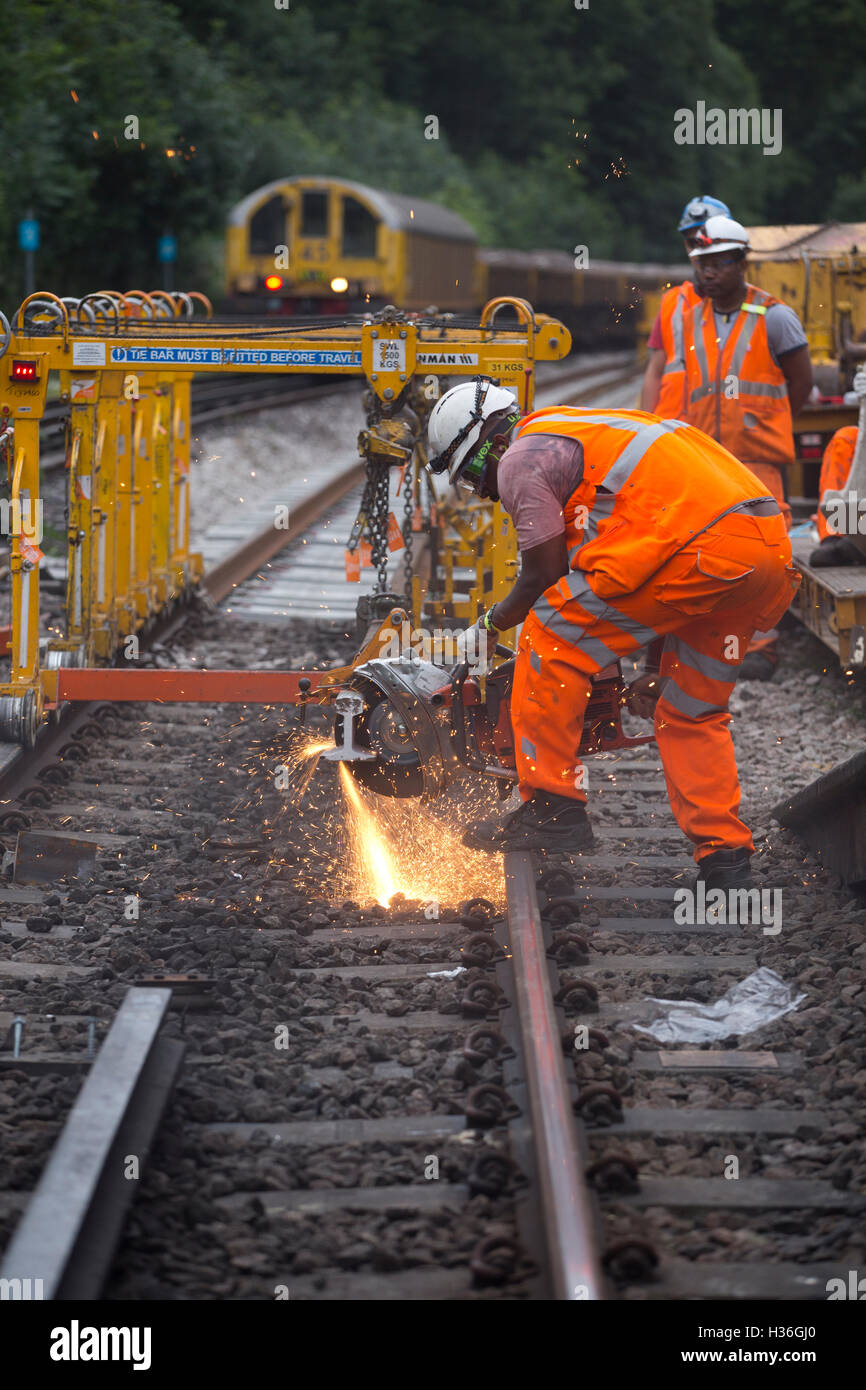 London Underground engineers working on Northern Line track replacement