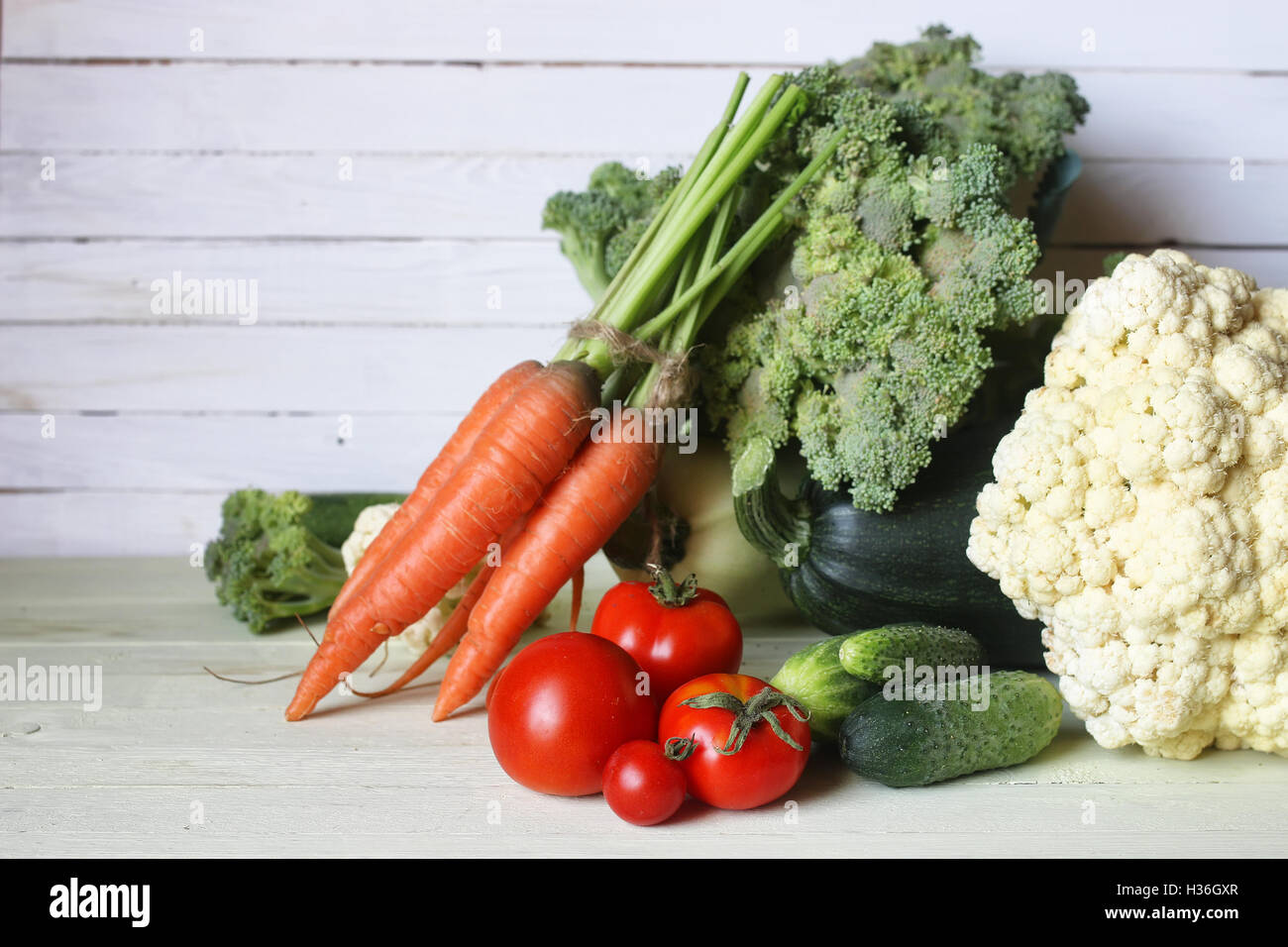 Fresh vegetables rustic wooden background Stock Photo - Alamy