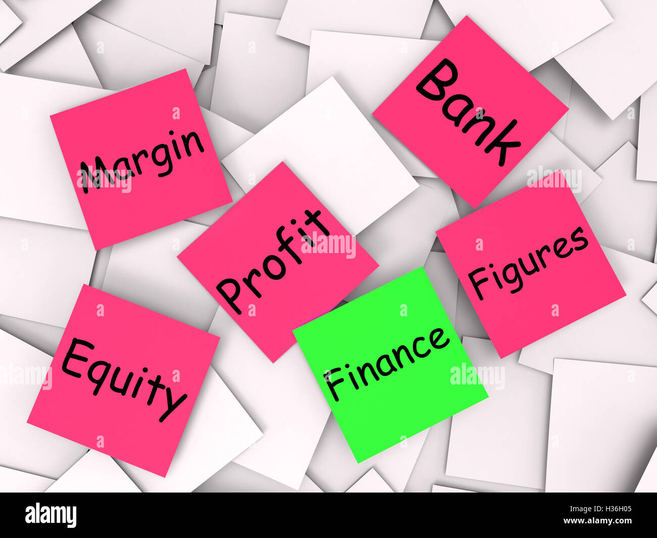 Finance Post-It Note Shows Equity Or Margin Stock Photo