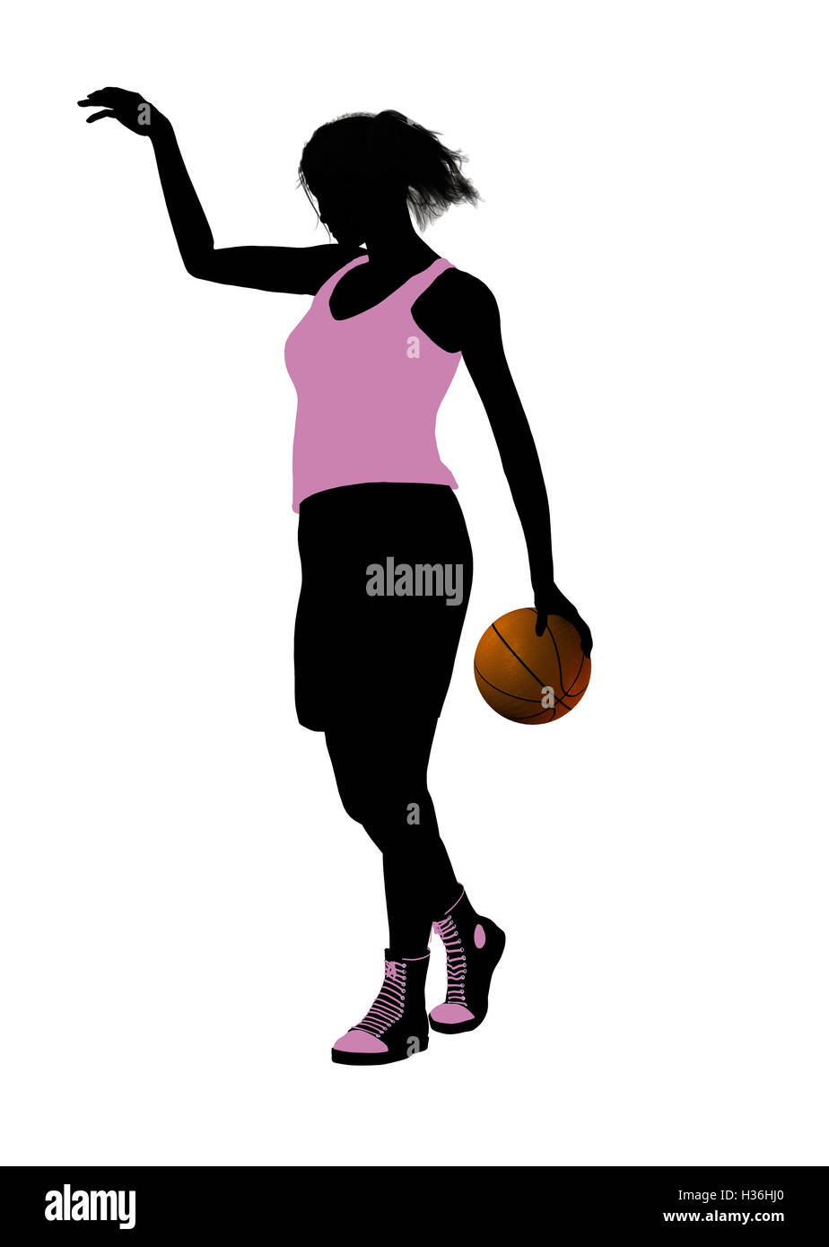Female Basketball Player Illustration Silhouette Stock Photo - Alamy, image size:924x1390