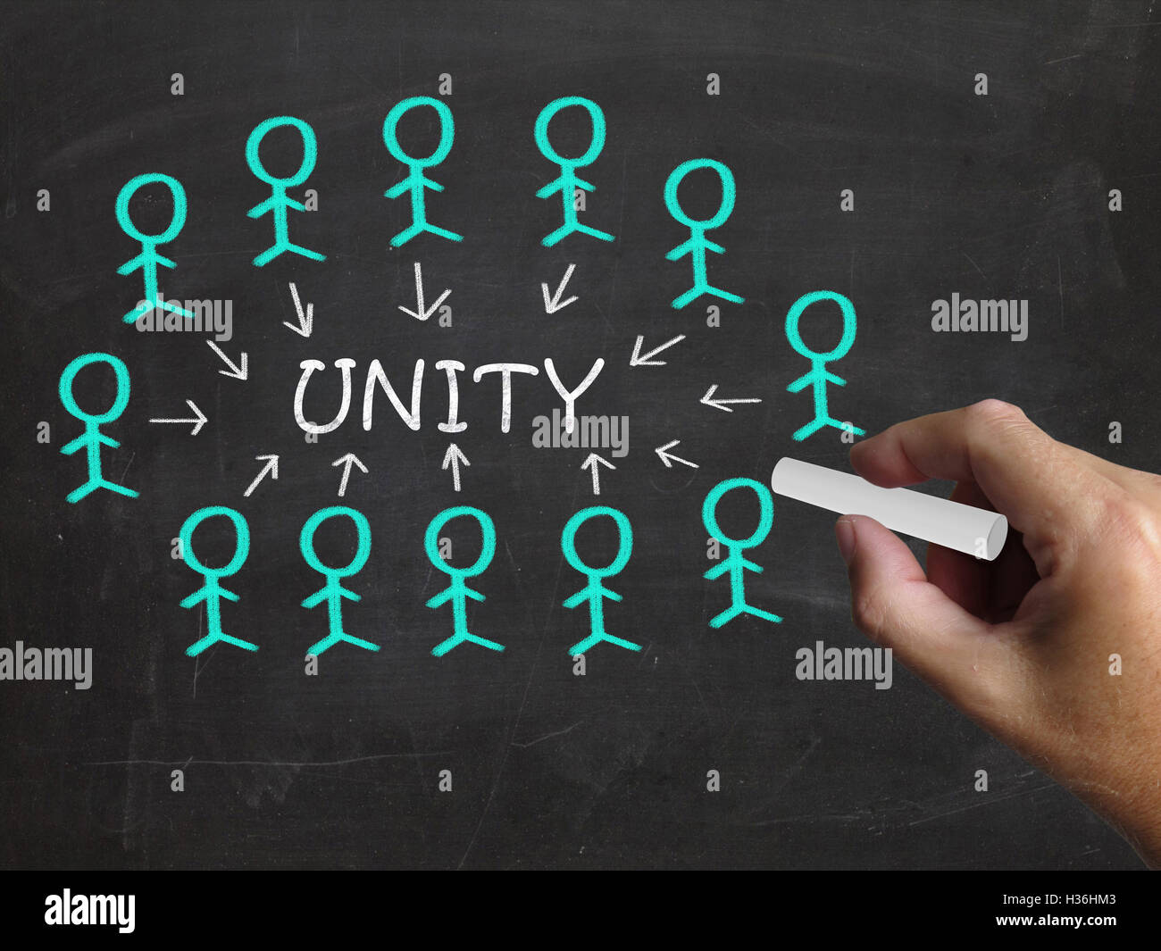 Unity On Blackboard Shows Partner Unity Or Cooperation Stock Photo
