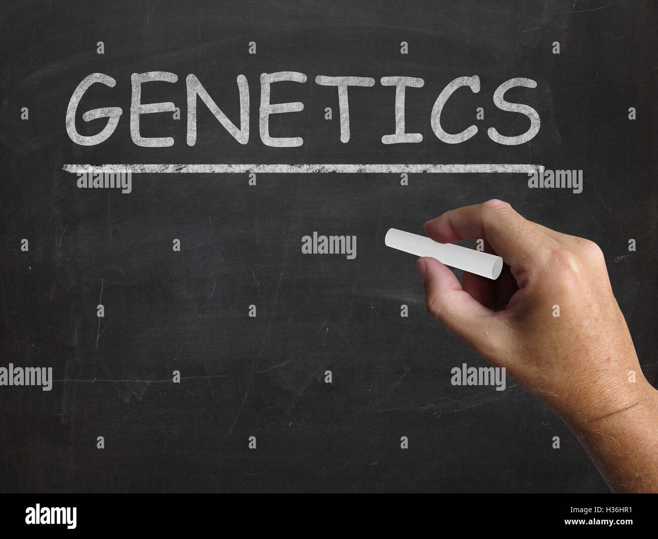 Genetics Blackboard Means Genes DNA And Heredity Stock Photo