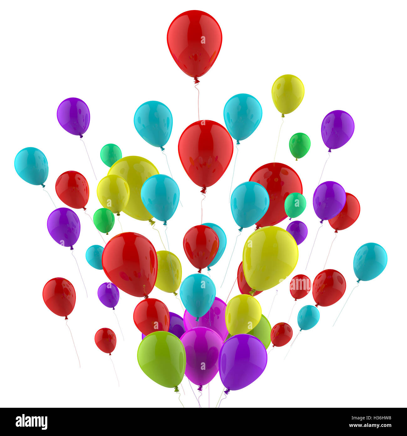 Floating Colourful Balloons Mean Carnival Joy Or Happiness Stock Photo