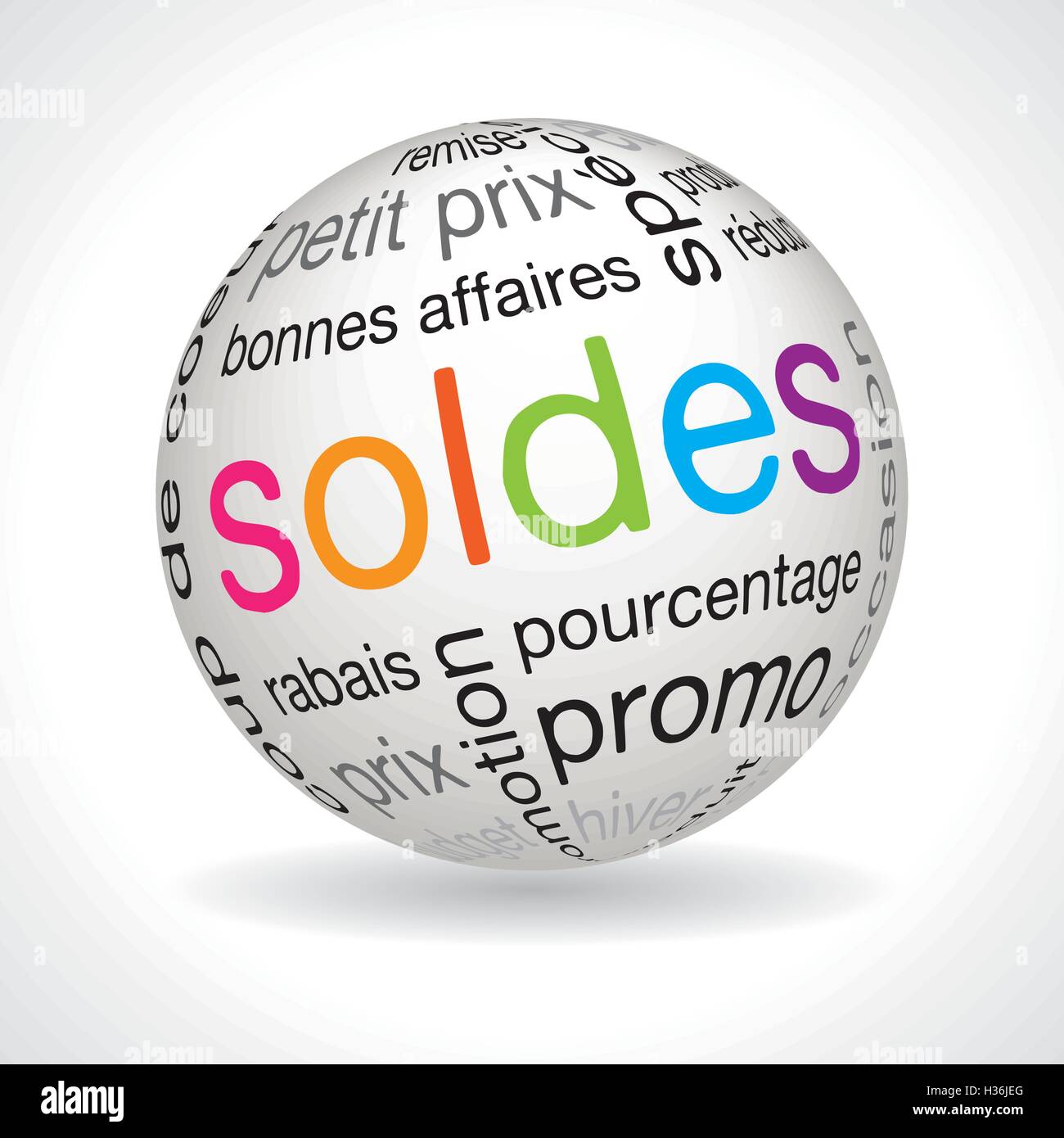 French sales theme sphere vector with keywords Stock Vector