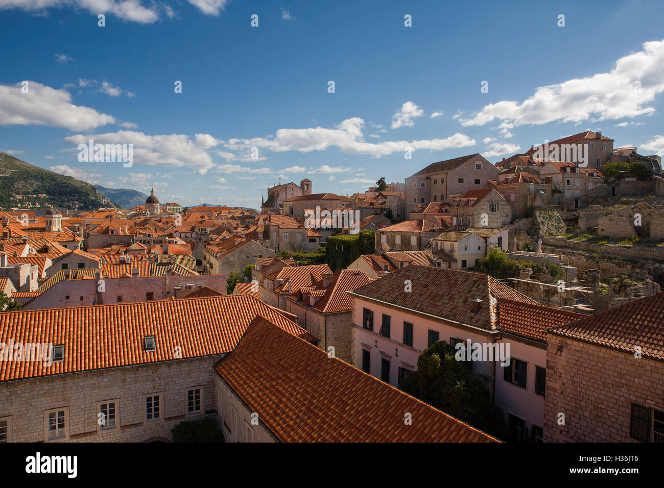 The roofs of old town (stari grad), from the city walls above St. Claire's Convent, Dubrovnik, Croatia Stock Photo