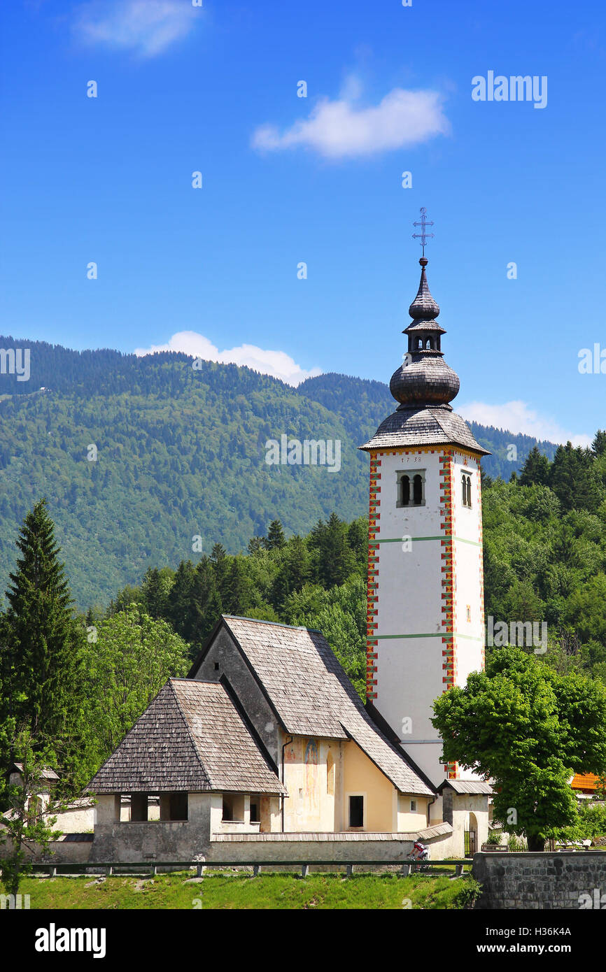 Church of St. John the Baptist in Ribcev Laz, Bohinj Lake, Slovenia