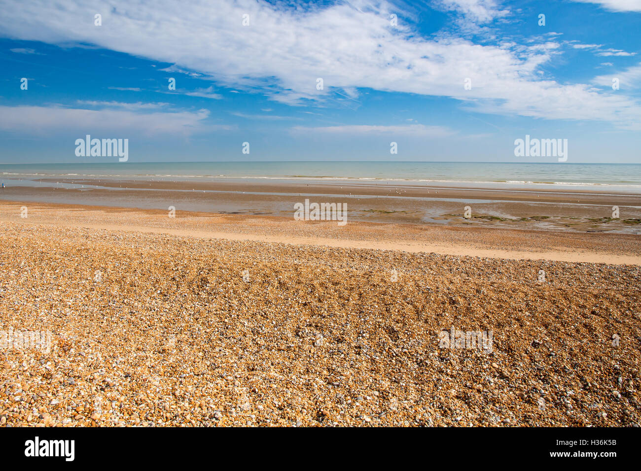 Deserted Winchelsea Beach on the coast of East Sussex England UK Europe Stock Photo