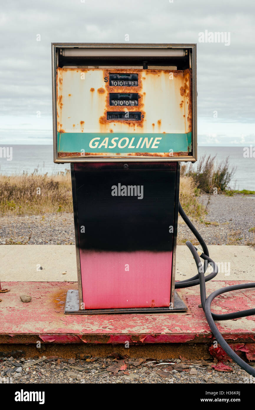 Old dirty gas station, symbolizing the end of fossil energy Stock Photo