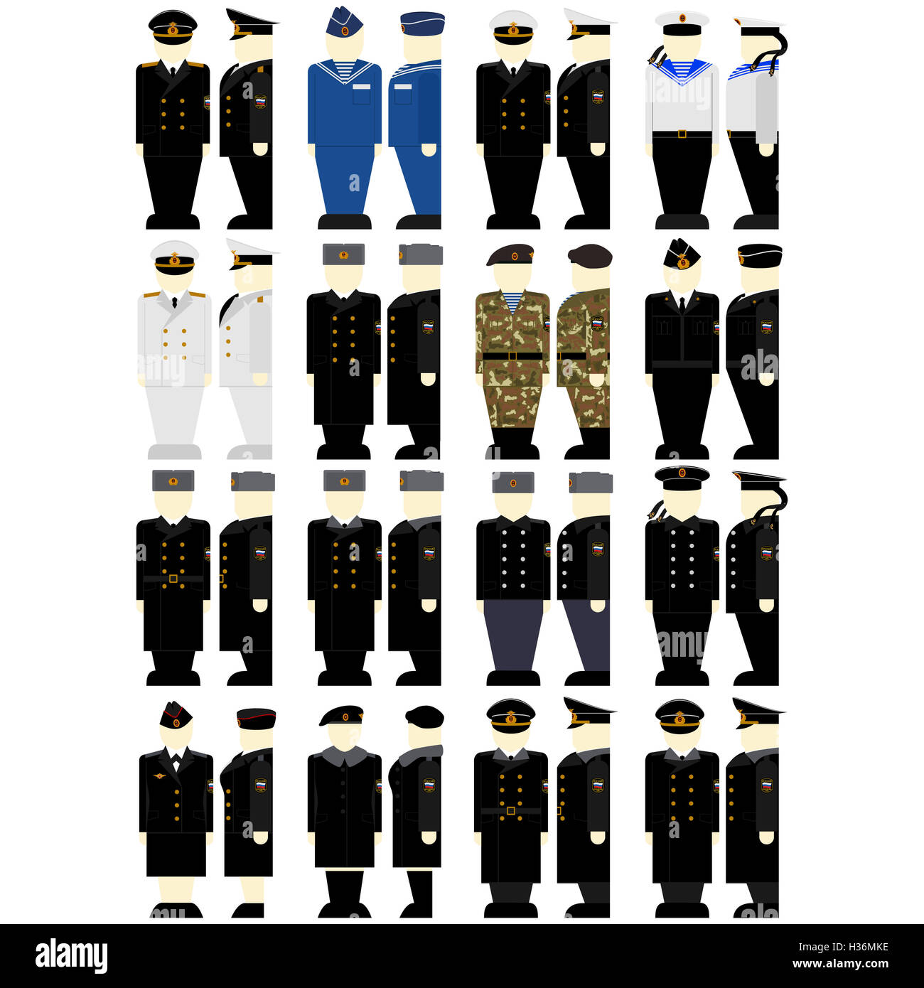 Insignia sailors and officers of the Russian Navy. The illustration on a  white background Stock Photo - Alamy
