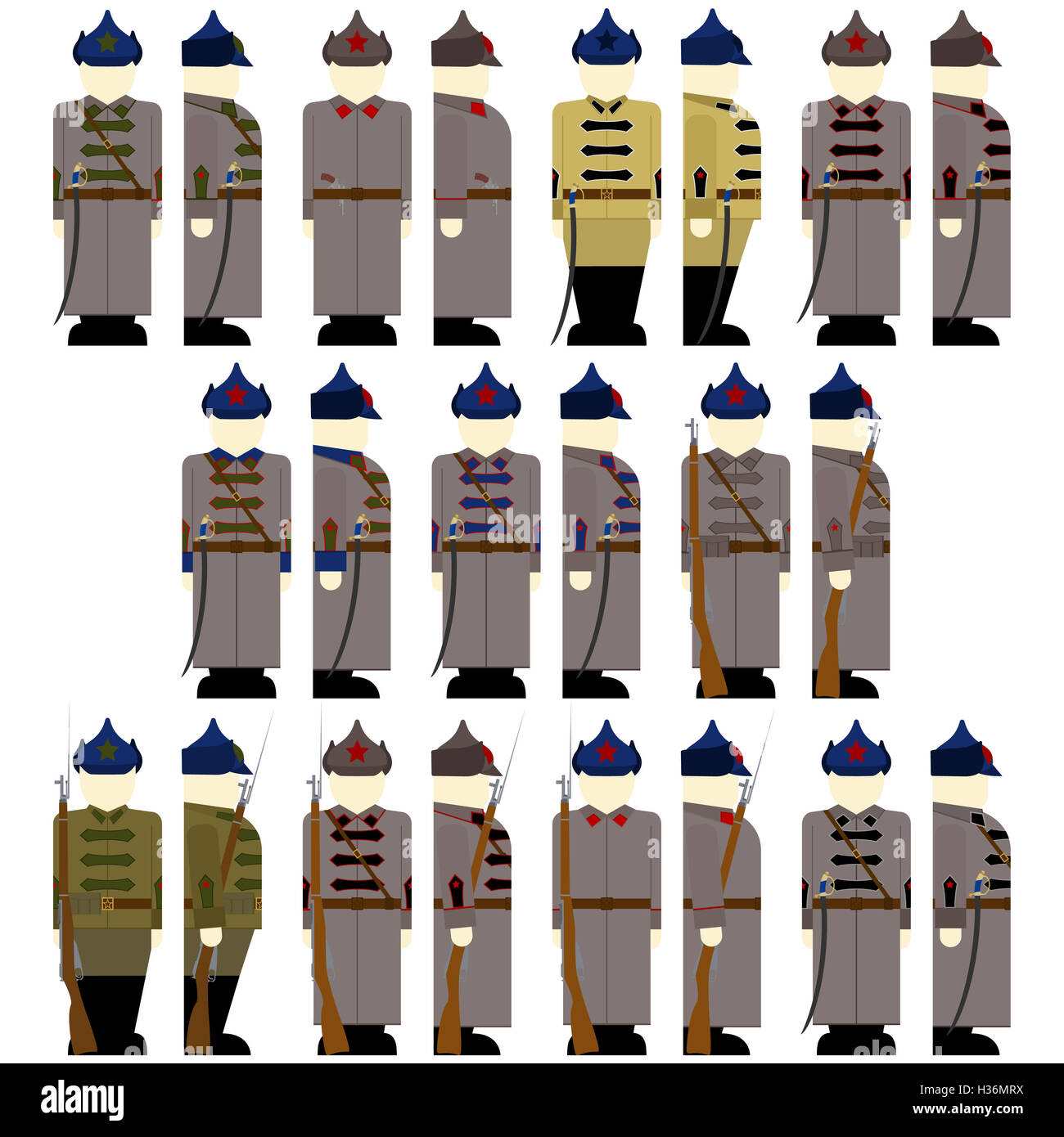 Uniforms and insignia in the GPU and the NKVD of the USSR. The illustration  on a white background Stock Photo - Alamy