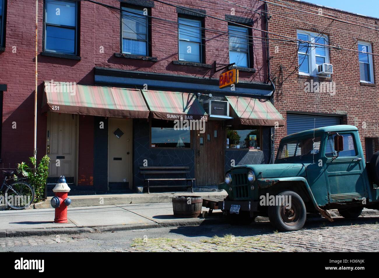 Sunny's Bar entrance in Red Hook on August 30th, 2016 in New York City, New York. Stock Photo