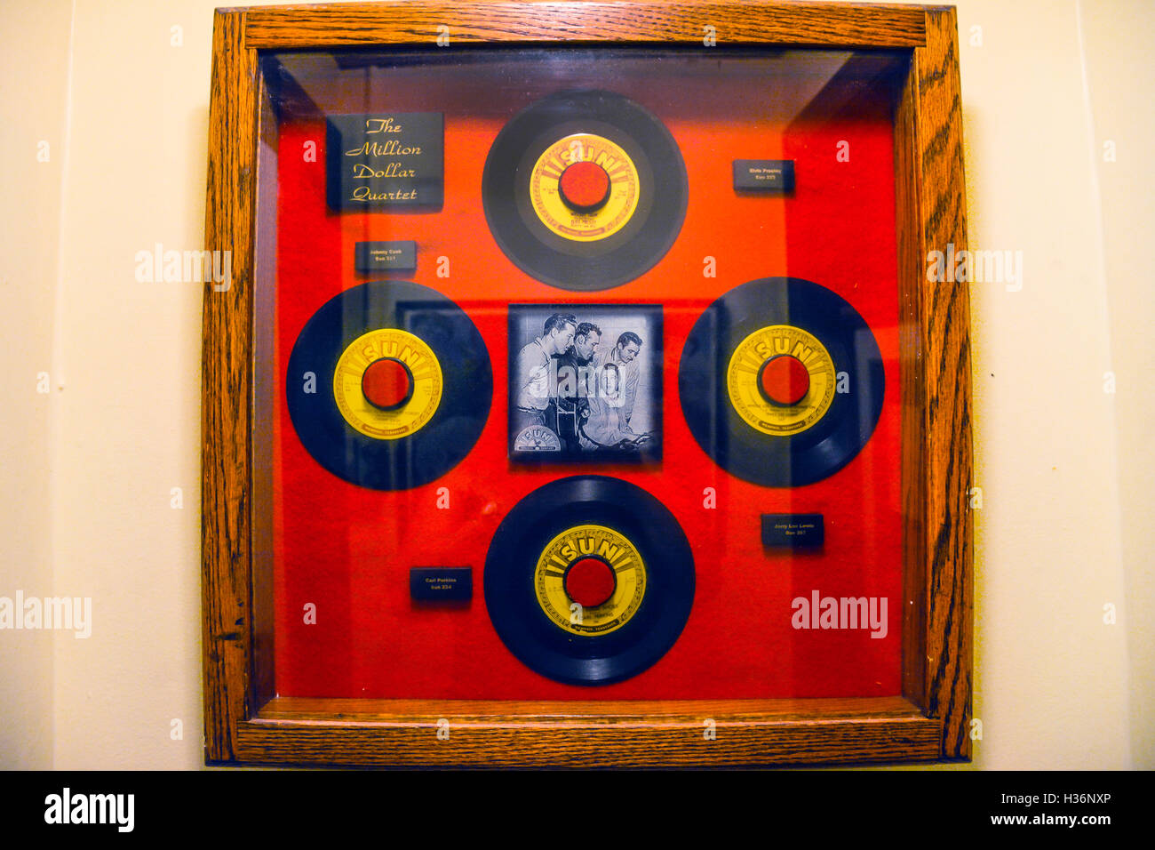 Shadow Box frame with 45rpm records called the Million Dollar quartet