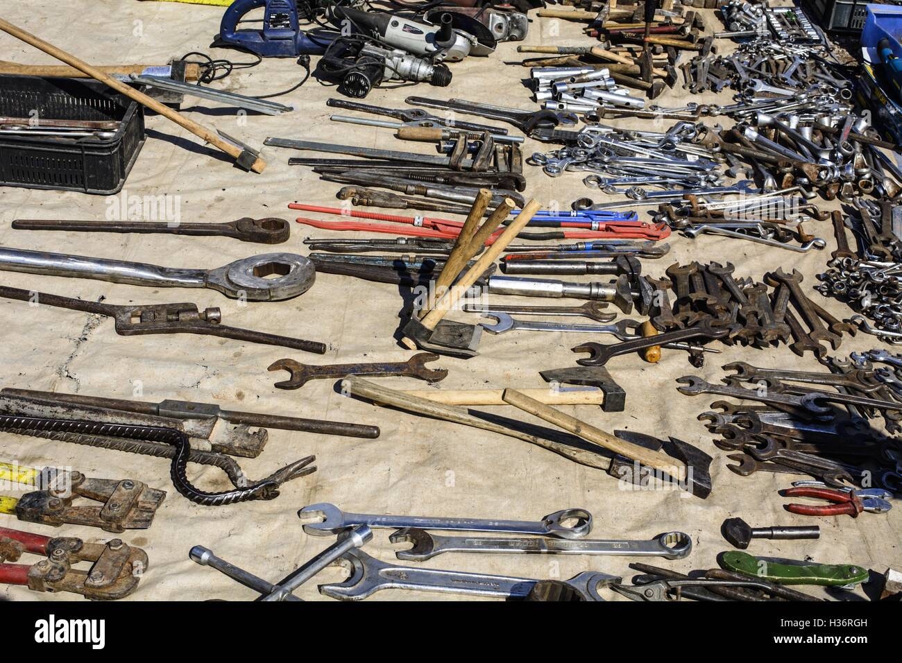 Various old tools and accessories at flea markets Stock Photo Alamy