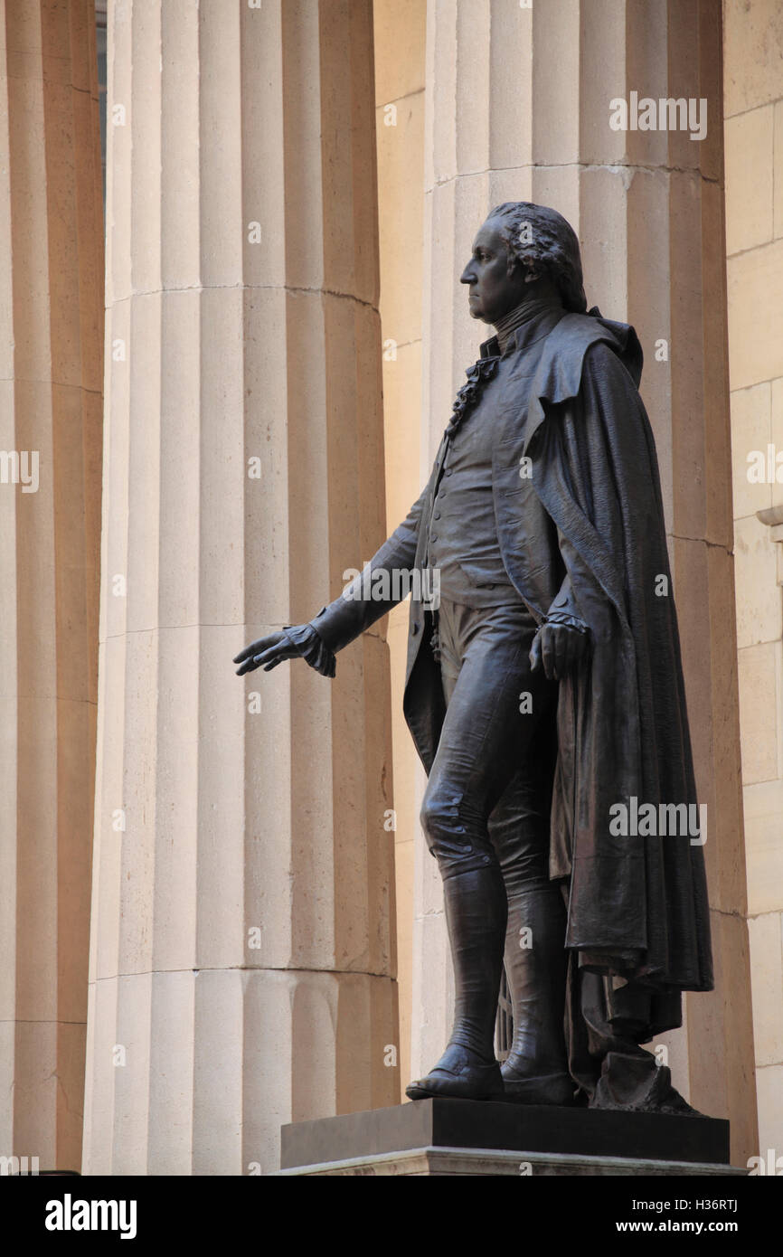 Statue of George Washington in front of Federal Hall National Memorial ...