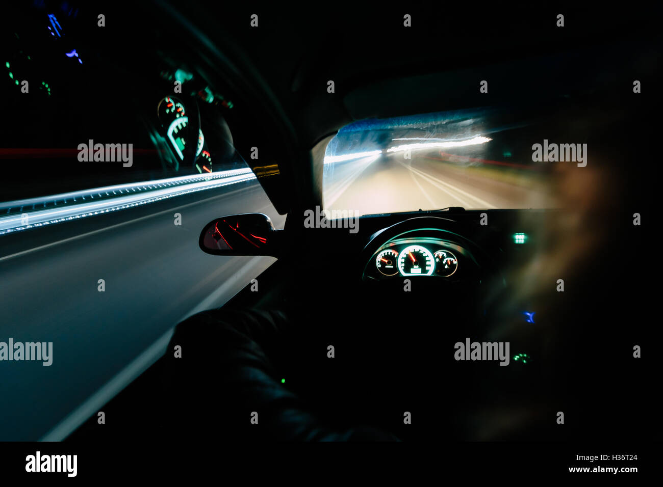 Driving at night Stock Photo Alamy