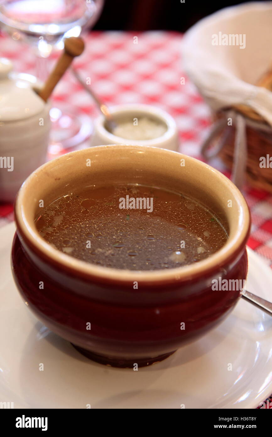 The Soup From The Traditional French Beef Stew Pot Au Feu Served In Stock Photo Alamy
