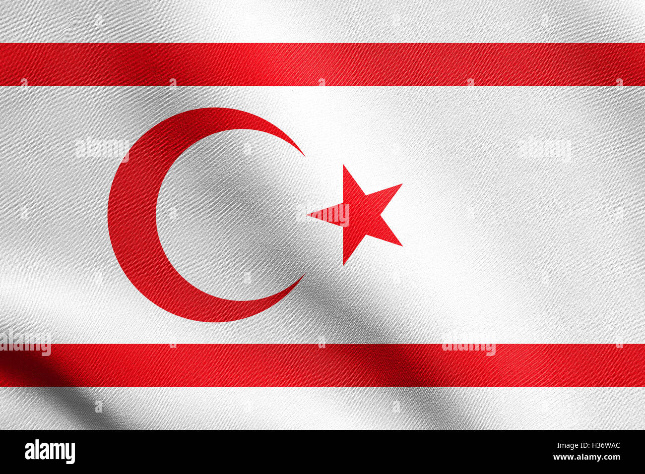 Northern Cyprus national official flag. TRNC patriotic symbol, banner, element, background. Correct size, colors. Stock Photo