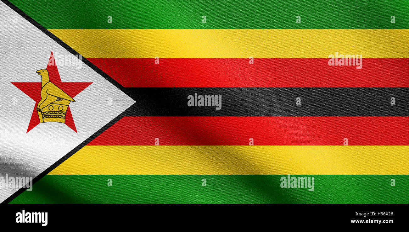 Zimbabwean national official flag. African patriotic symbol, banner, element, background. Accurate dimensions. Correct size Stock Photo