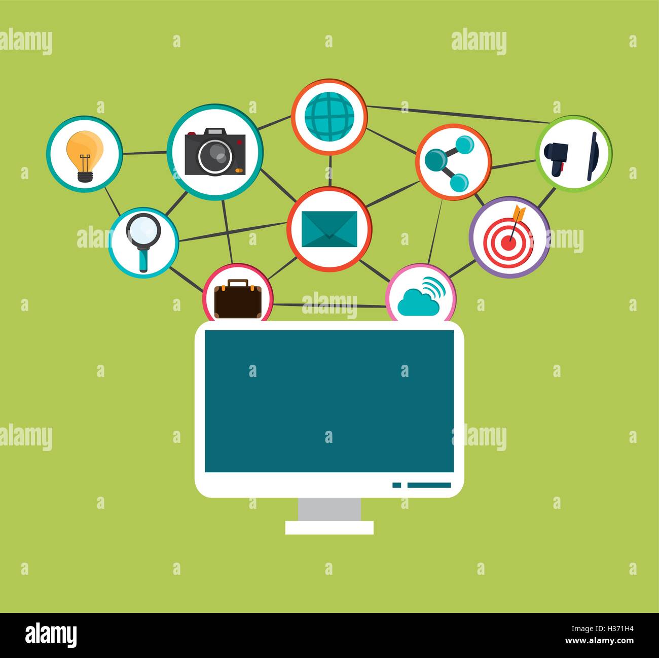 digital social network communication related icons image Stock Vector ...