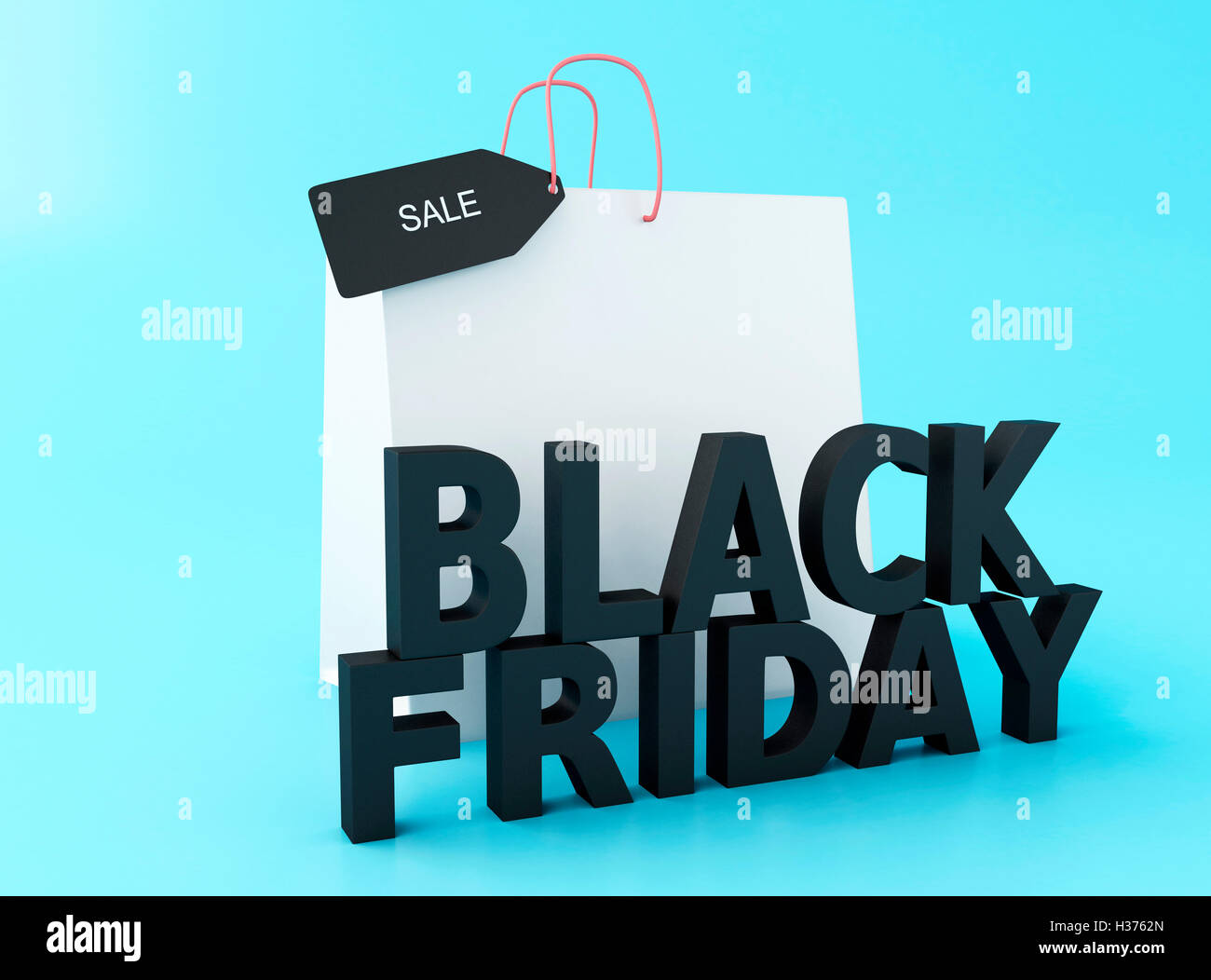 3d Illustration. Black friday with shopping bag. Black friday sale