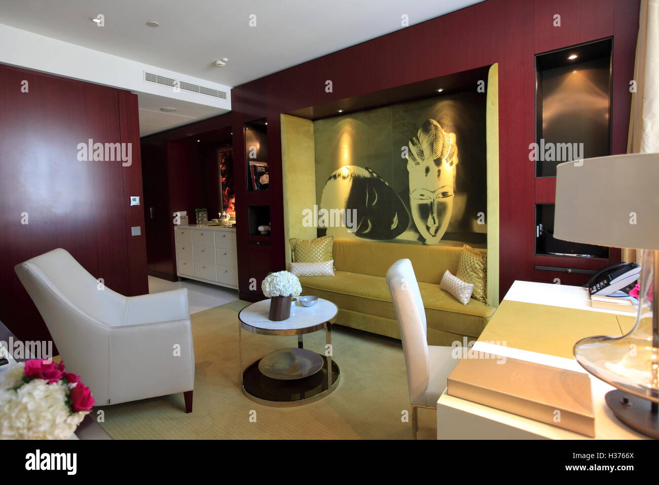 Premier Suite Terrace Living Room in Mandarin Oriental Hotel Paris.Paris.France Stock Photo