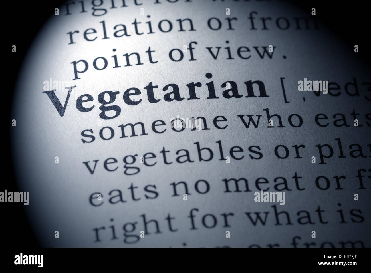 Fake Dictionary, Dictionary definition of the word vegetarian Stock