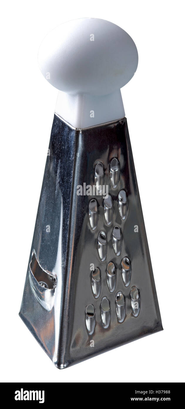 Mini grater including clipping path isolated over white background. The image is in full focus, front to back. Stock Photo
