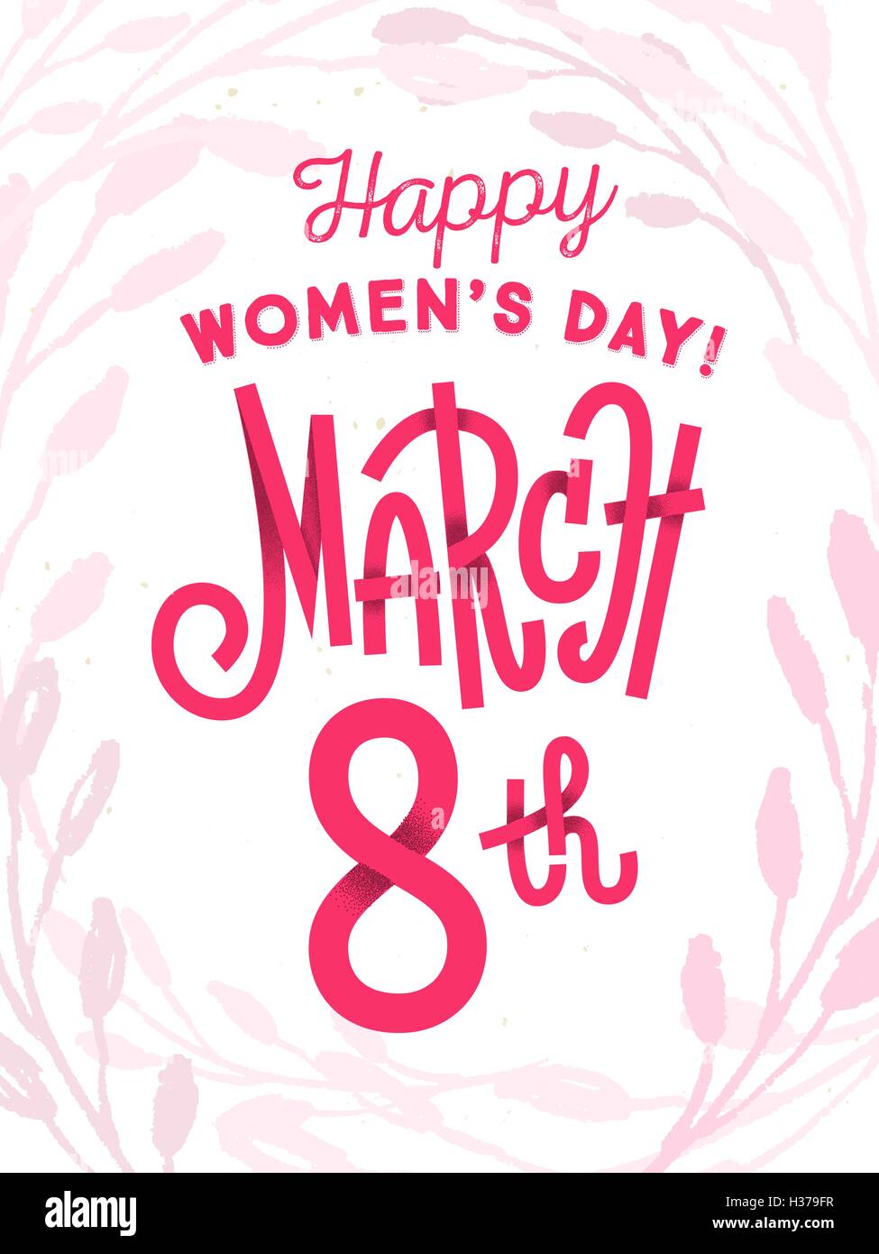 Happy 8th of March, the international women's day, girly greeting card