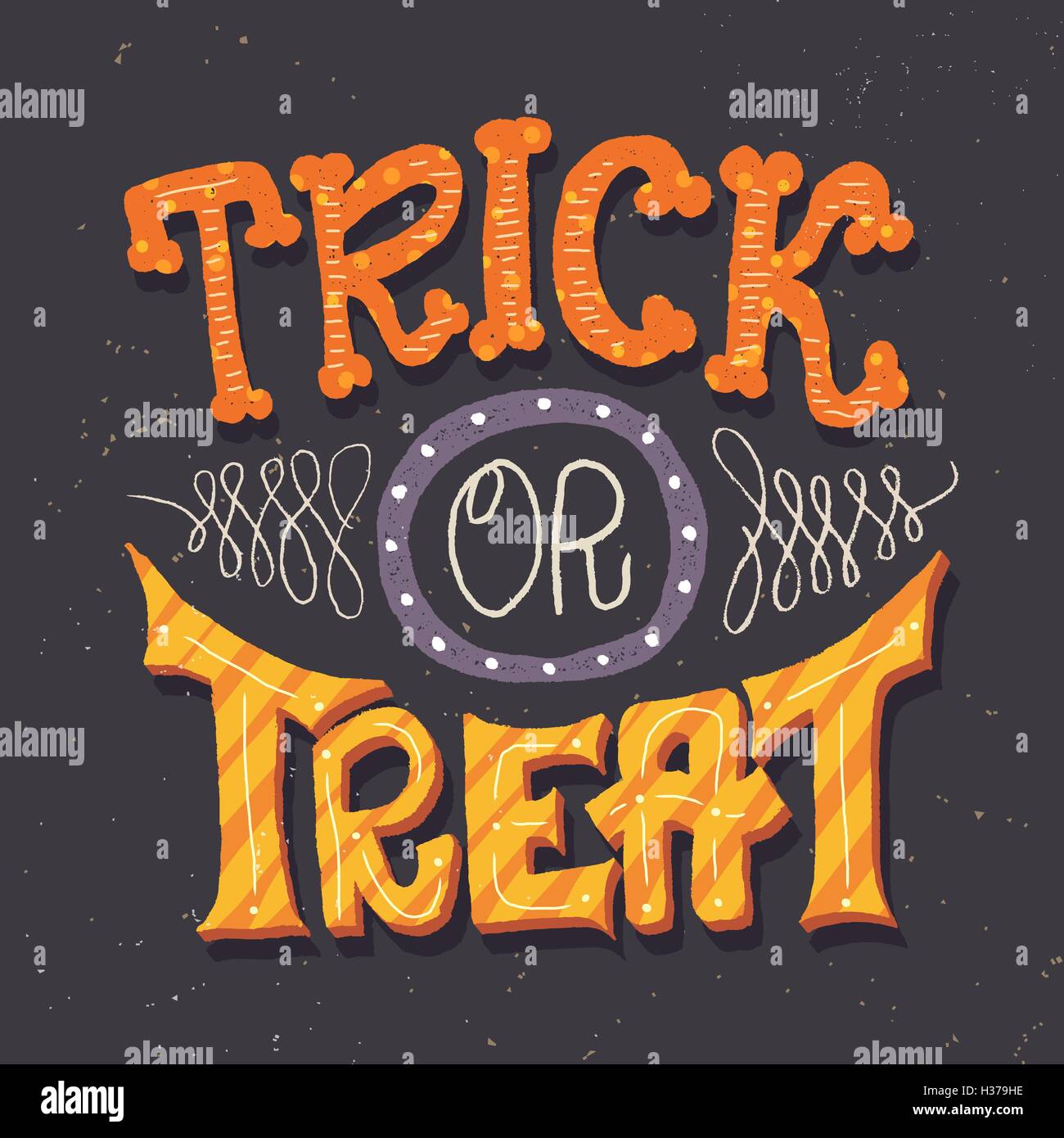 Trick or treat hand lettering card for Halloween Stock Vector Image ...