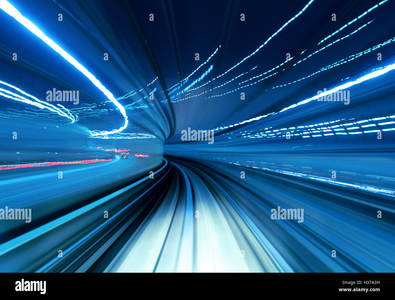 Train moving fast in tunnel Stock Photo - Alamy