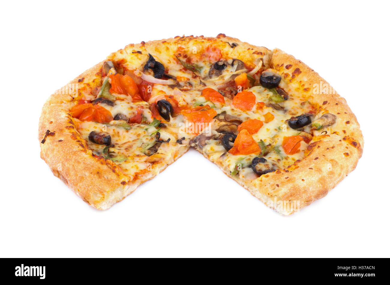Picture of Sliced pizza cheese tomatoes Cut Out Stock Images & Pictures - Alamy