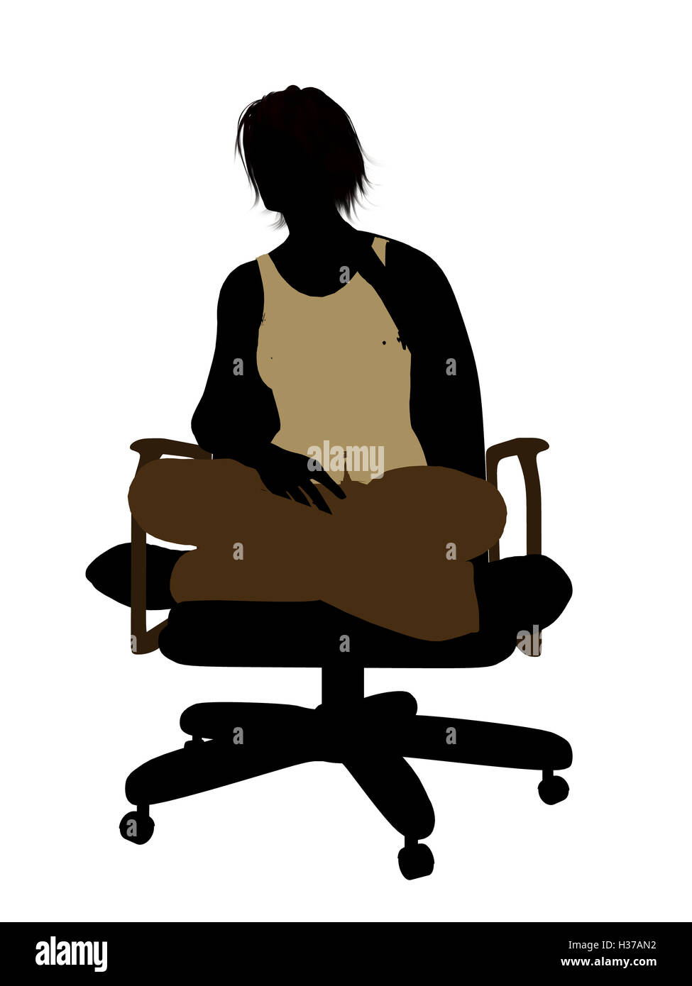 Casual Woman Sitting On A Chair Illustration Silhouette Stock Photo - Alamy