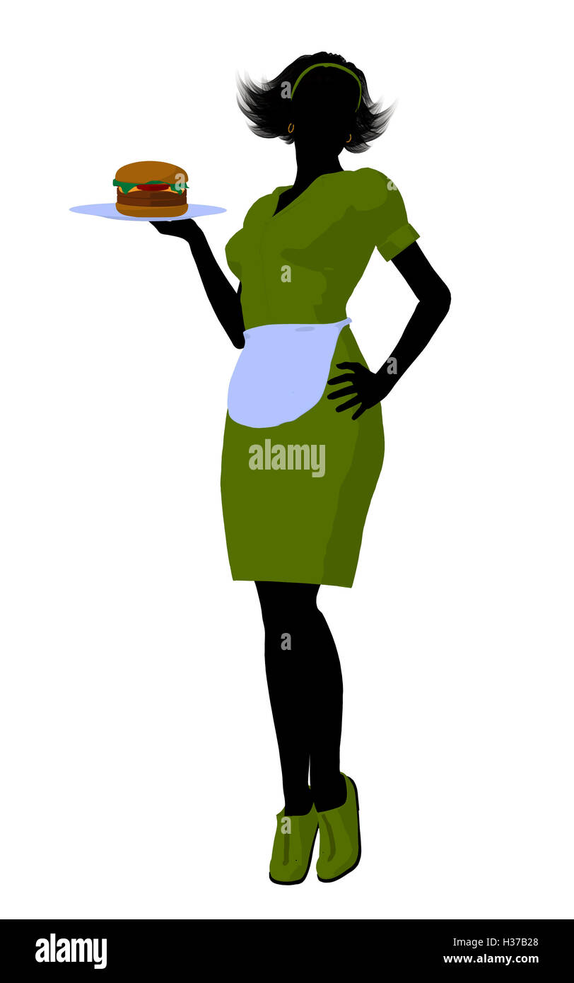 Waitress Illustration Silhouette Stock Photo