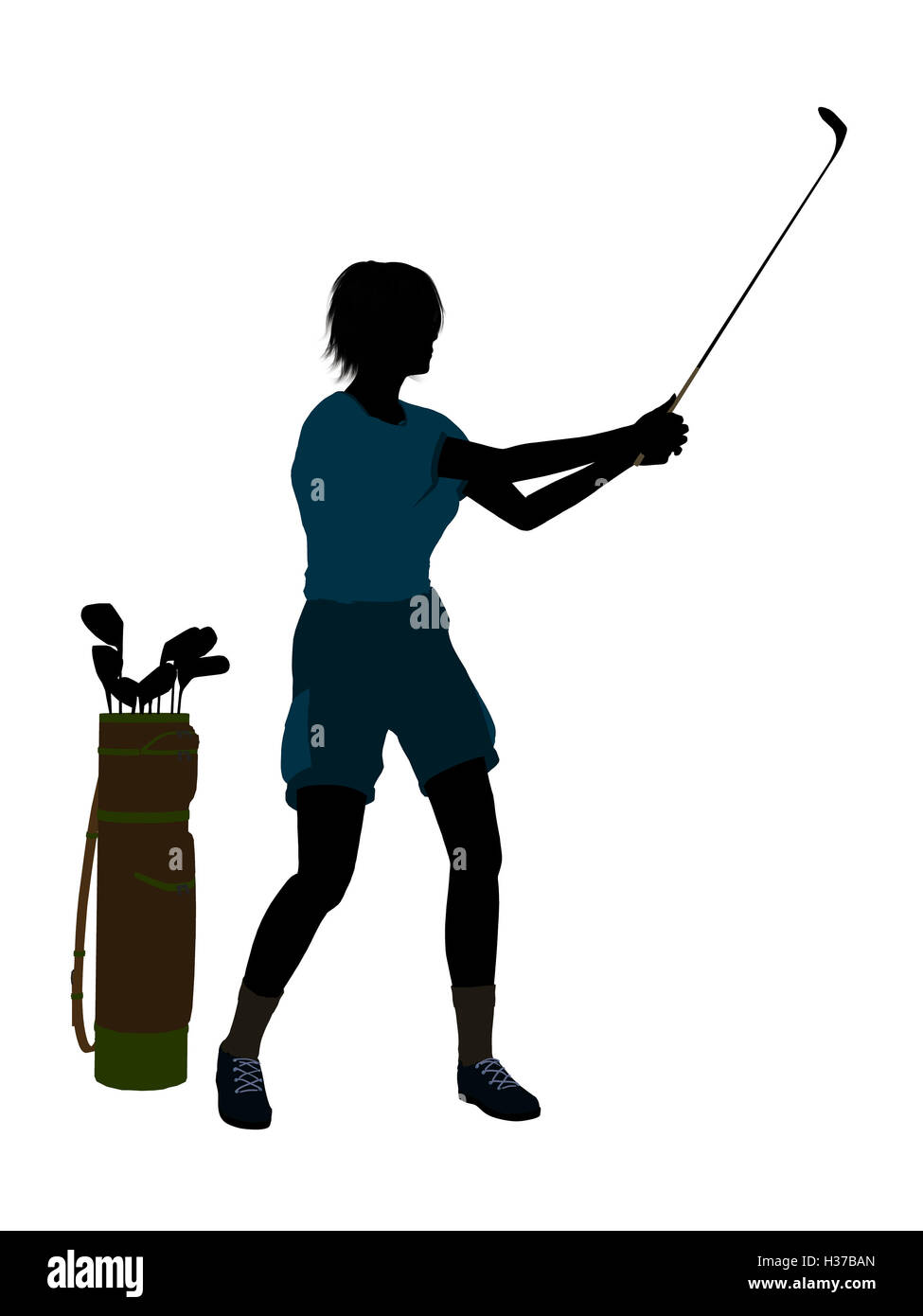 Female Golf Player Illustration Silhouette Stock Photo - Alamy