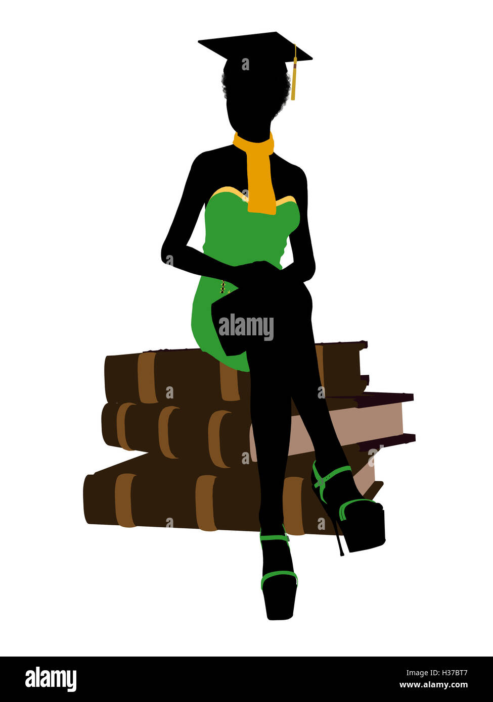 African American Graduate Illustration Silhouette Stock Photo