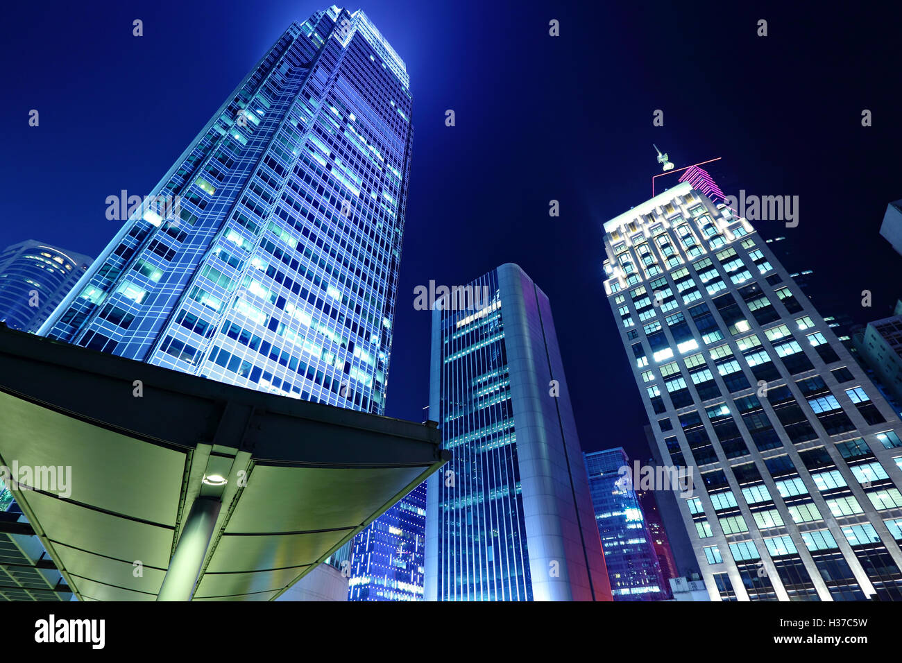 Office building at night in hong kong Stock Photo - Alamy