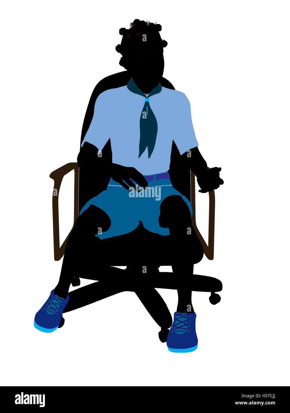 African American Girl Scout Sitting In A Chair Illustration Silhouette Stock Photo
