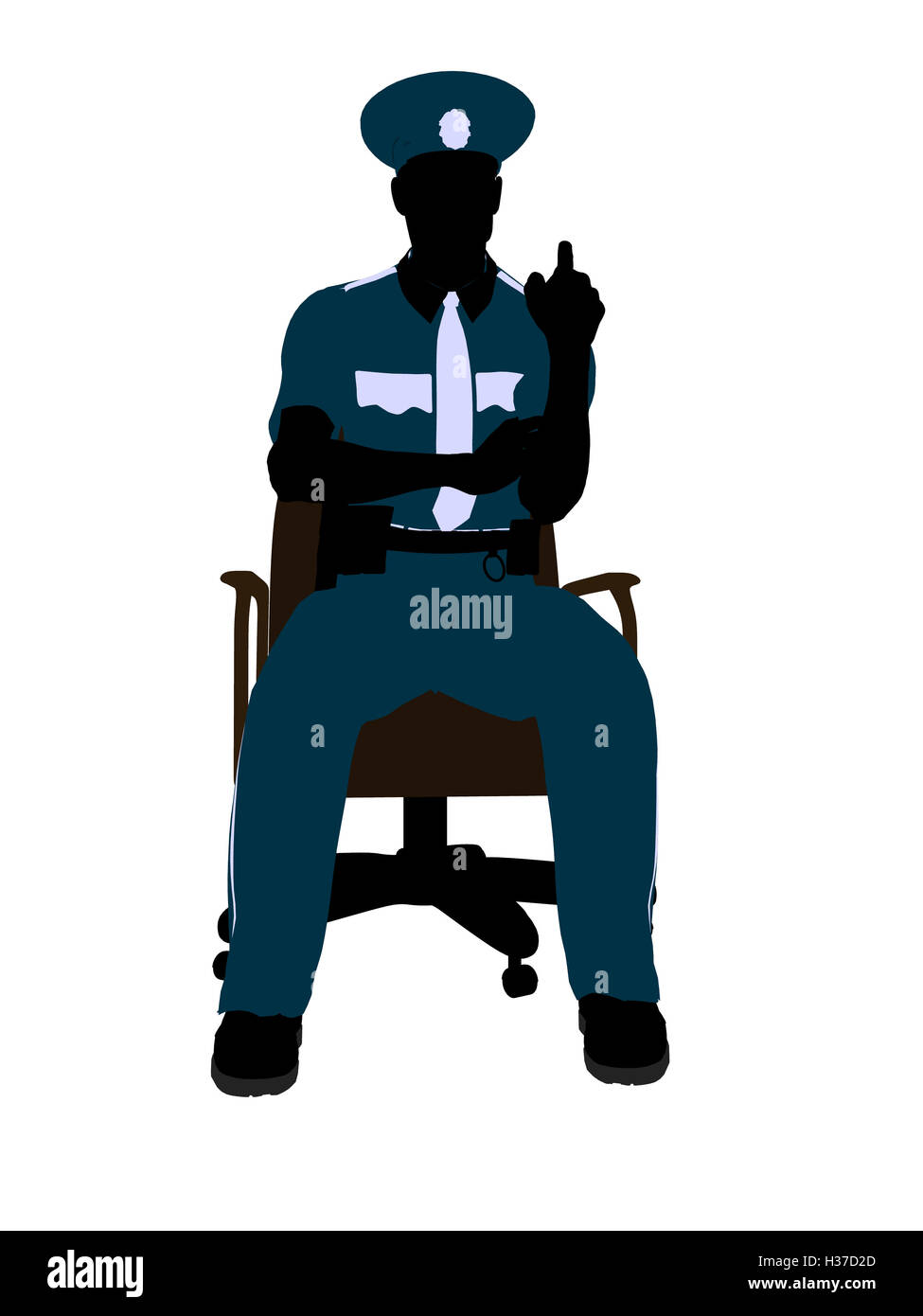 Male Police Officer Sitting In A Chair Illustration Silhouette Stock Photo