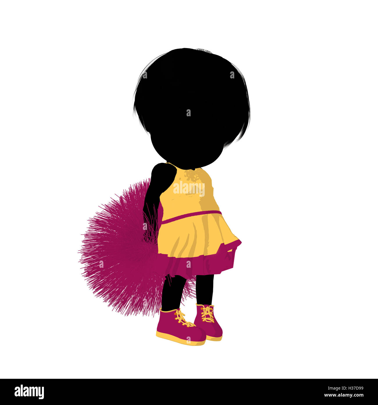 Little Cheer Girl Illustration Silhouette Stock Photo