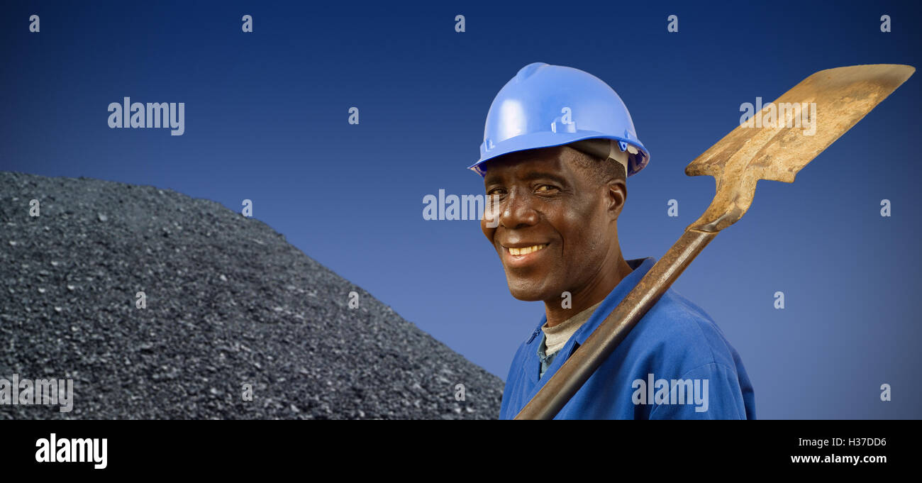 South African or African American miner Stock Photo