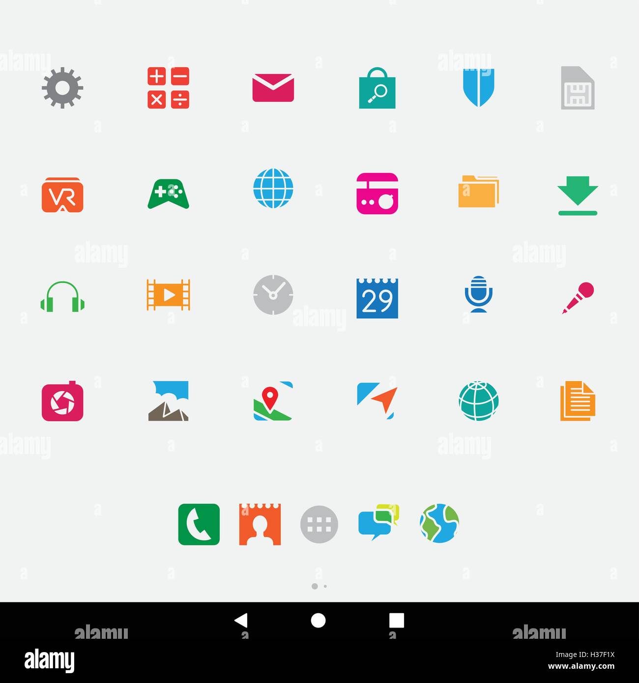 Vector Illustration of Colorful Smartphone Apps and User Interface ...