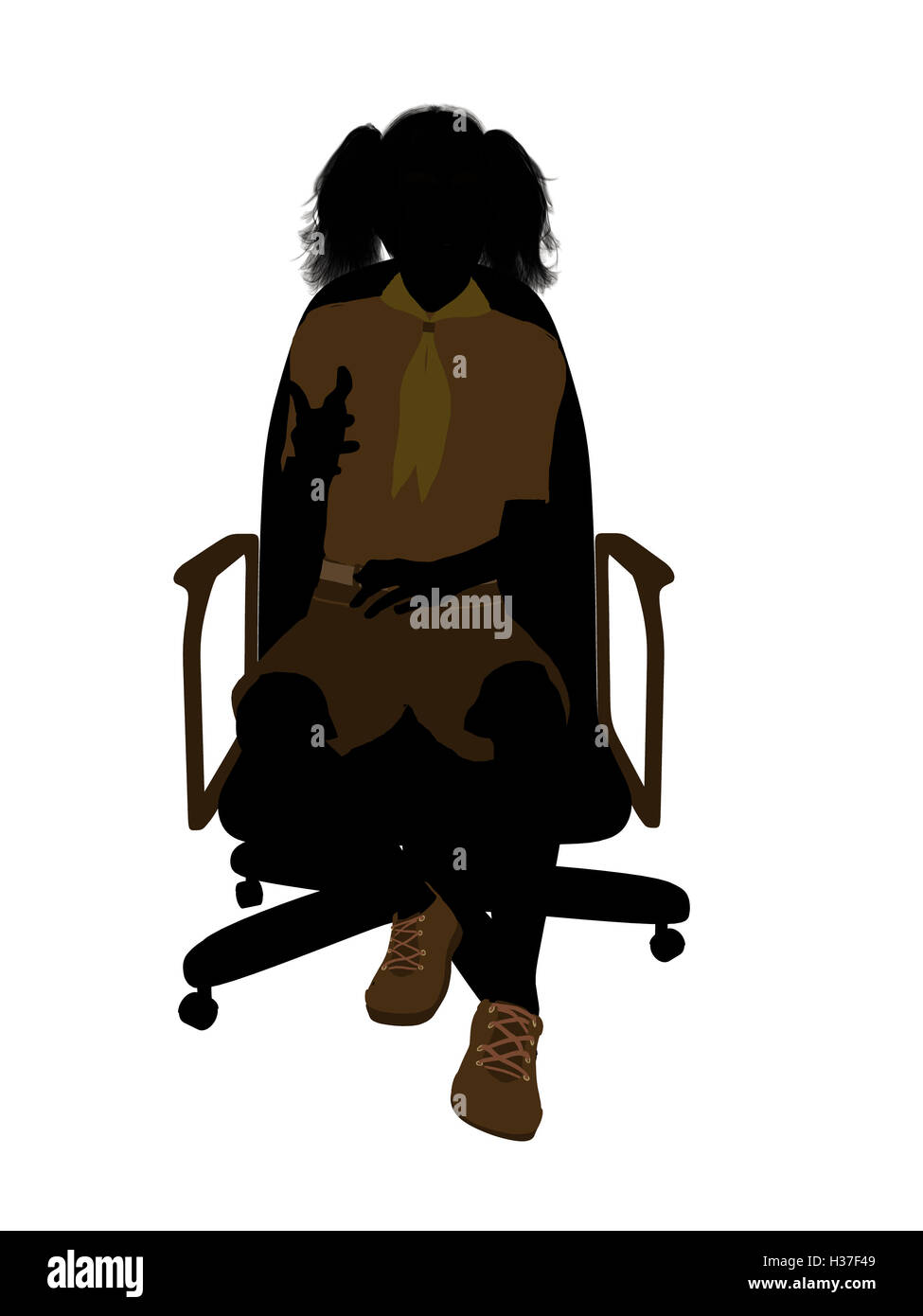 Girl Scout Sitting On A Chair Illustration Silhouette Stock Photo