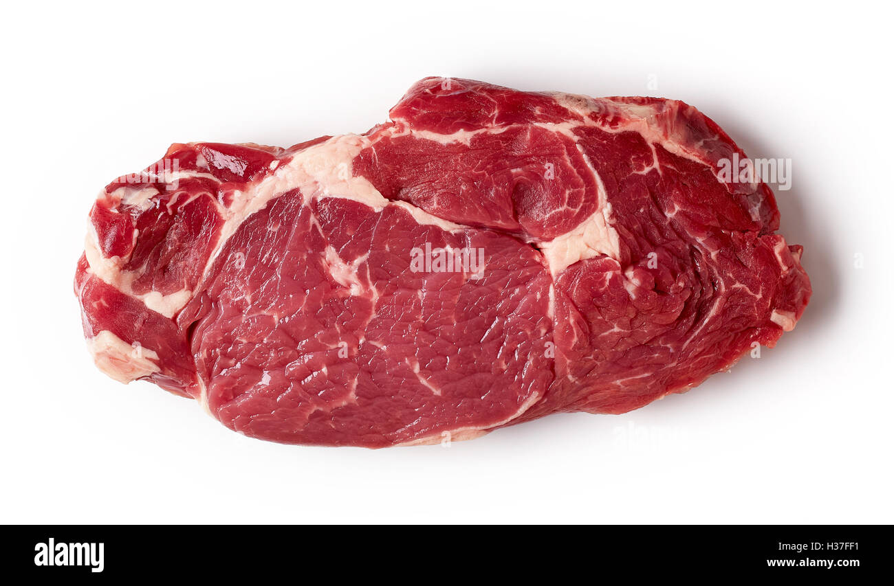 Fresh raw beef steak isolated on white background, top view Stock Photo ...
